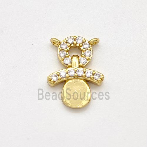 Copper Snowman Charms Pendant Pave Zirconia Gold Plated