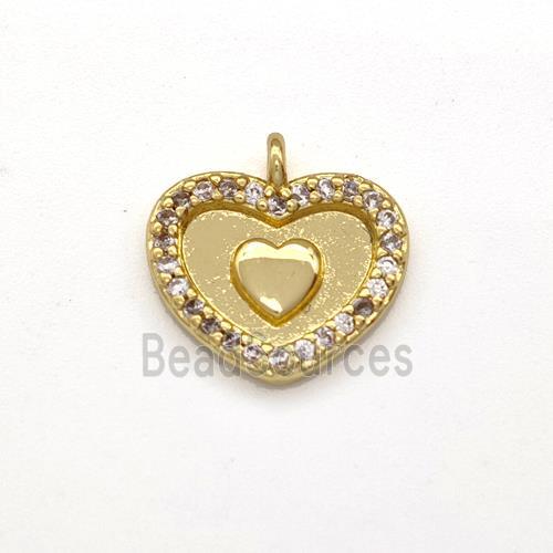 Copper Heart Pendant Micro Pave Zirconia Gold Plated