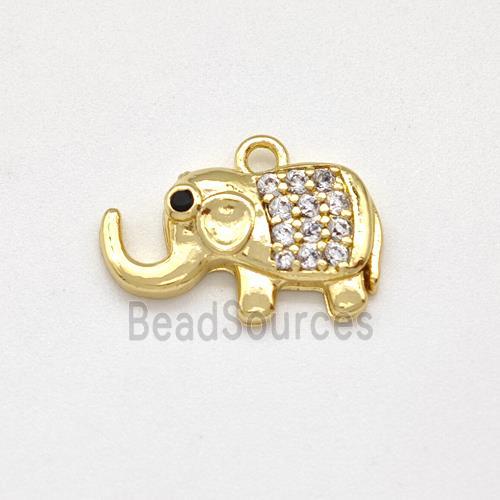 Copper Elephant Pendant Micro Pave Zirconia Gold Plated