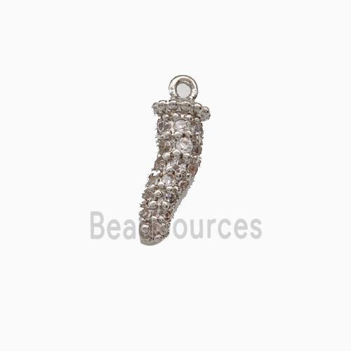 Copper Chili Pendant Micro Pave Zirconia Platinum Plated