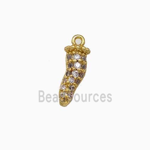 Copper Chili Pendant Micro Pave Zirconia Gold Plated