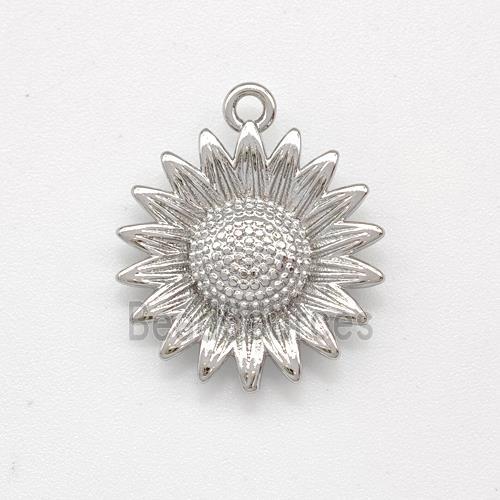 Copper Sunflower Pendant Platinium Plated