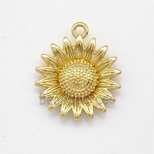 Copper Sunflower Pendant Gold Plated