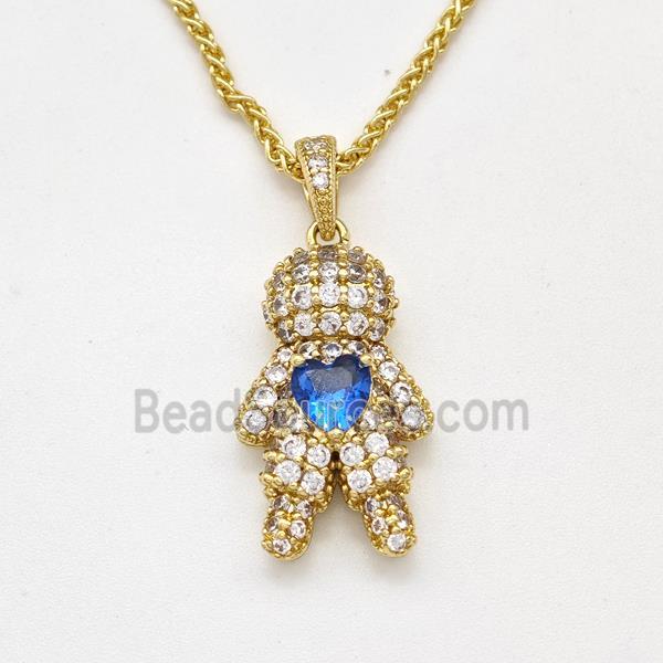 Copper Boy Kids Necklace Pave Zirconia Gold Plated