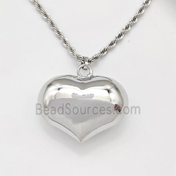 Copper Heart Necklace Platinum Plated