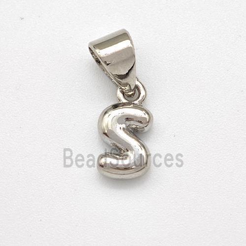 Copper Letter-S Pendant Platinum Plated