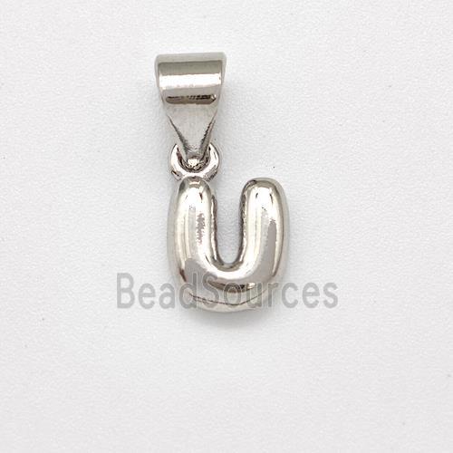 Copper Letter-U Pendant Platinum Plated