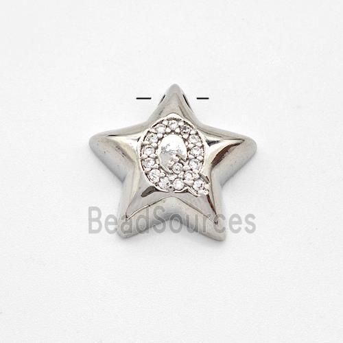 Copper Star Pendant Pave Zirconia Letter-Q Large Hole Platinum Plated