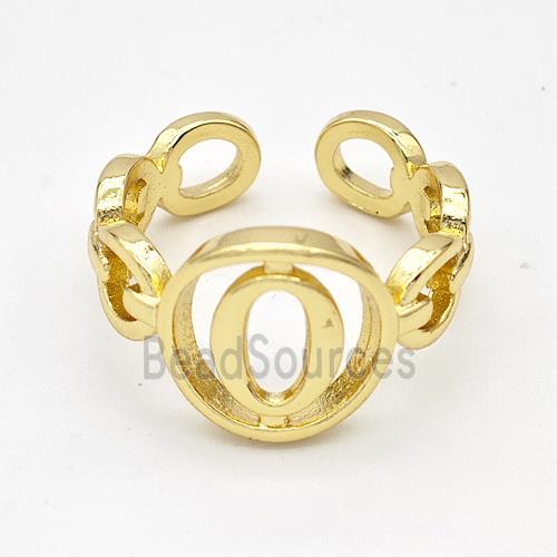 Copper Ring With Letter-O Gold Plated