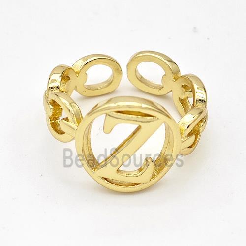 Copper Ring With Letter-Z Gold Plated