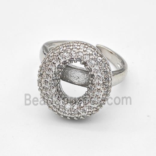 Copper Ring Pave Zirconia Letter-O Platinum Plated