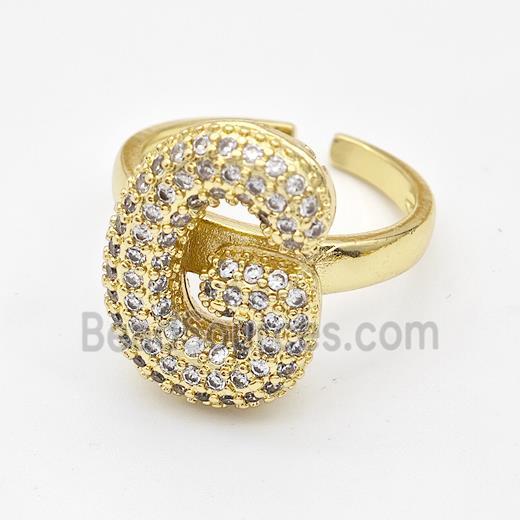 Copper Ring Pave Zirconia Letter-G Gold Plated