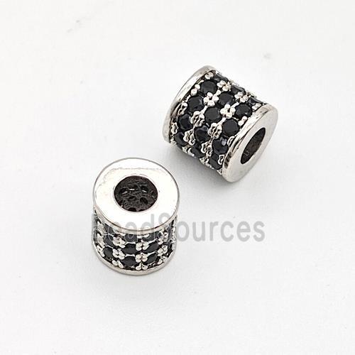 Copper Tube Beads Micro Pave Zirconia Large Hole Platinum Plated