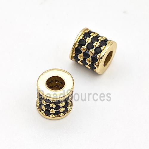 Copper Tube Beads Micro Pave Zirconia Large Hole Gold Plated