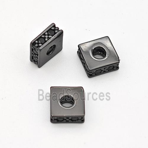 Copper Square Beads Pave Zirconia Spacer Black Plated