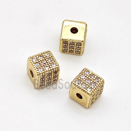 Copper Cube Beads Micro Pave Zirconia Gold Plated