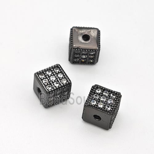 Copper Cube Beads Micro Pave Zirconia Black Plated