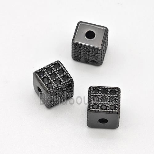 Copper Cube Beads Micro Pave Zirconia Black Plated