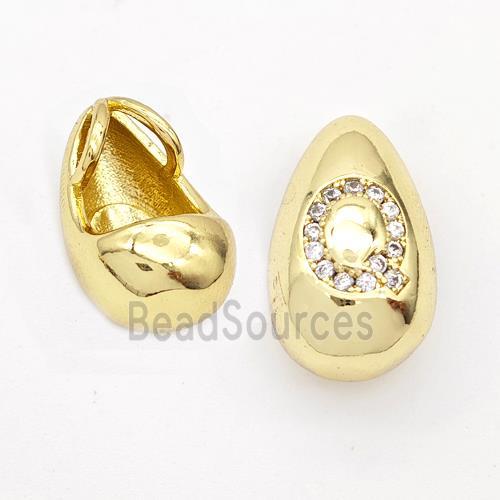 Copper Teardrop Pendant Pave Zirconia Letter-Q Gold Plated