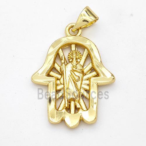 Saint Jude Charms Copper Hand Pendant Gold Plated