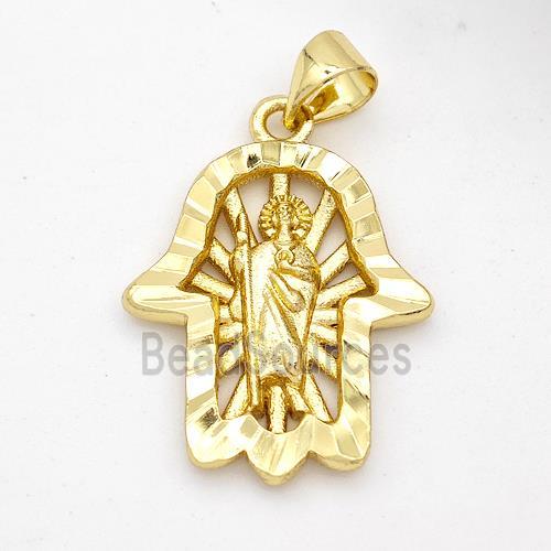 Saint Jude Charms Copper Hand Pendant Gold Plated