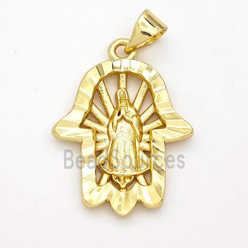 Virgin Mary Charms Copper Hand Pendant Gold Plated