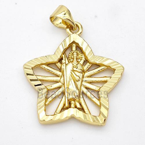 Saint Jude Charms Copper Star Pendant Gold Plated