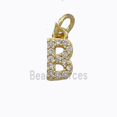 Copper Pendant Pave Zirconia Letter-B Gold Plated