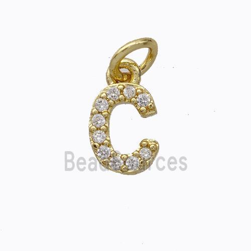 Copper Pendant Pave Zirconia Letter-C Gold Plated