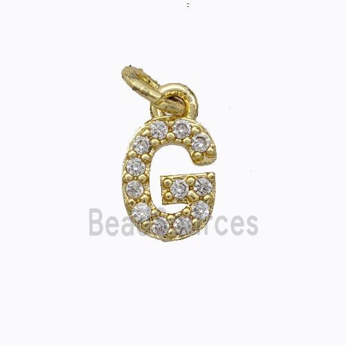 Copper Pendant Pave Zirconia Letter-G Gold Plated