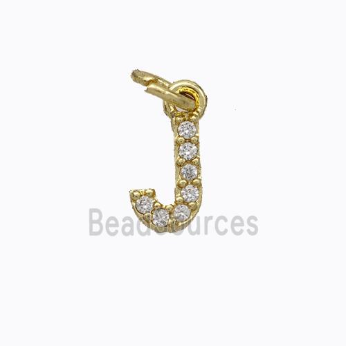 Copper Pendant Pave Zirconia Letter-J Gold Plated