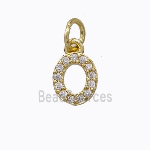 Copper Pendant Pave Zirconia Letter-O Gold Plated