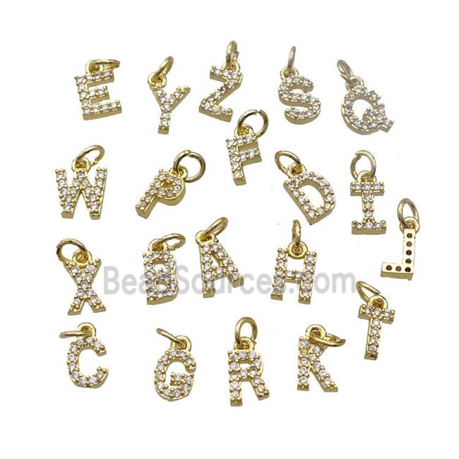 Copper Alphabet Pendant Pave Zirconia Mixed Letters Gold Plated