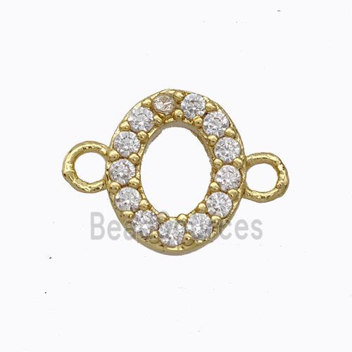 Copper Connector Pave Zirconia Letter-O Gold Plated