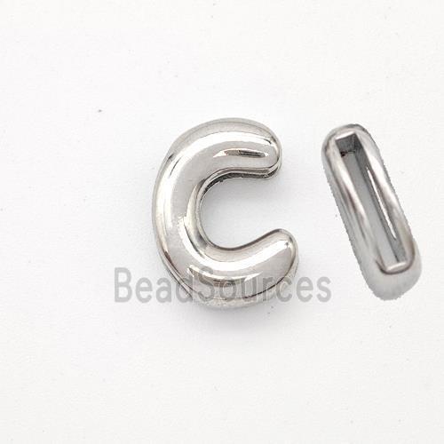 Copper Letter-C Beads Platinum Plated