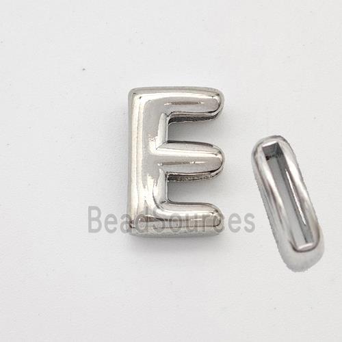 Copper Letter-E Beads Platinum Plated