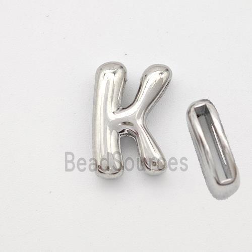 Copper Letter-K Beads Platinum Plated