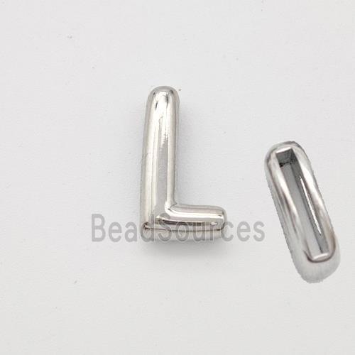 Copper Letter-L Beads Platinum Plated