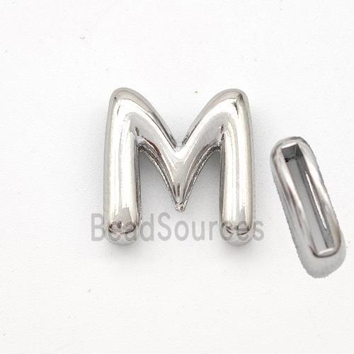 Copper Letter-M Beads Platinum Plated