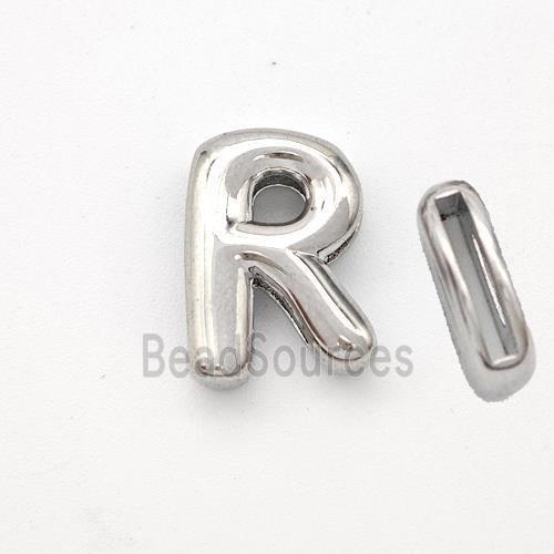 Copper Letter-R Beads Platinum Plated