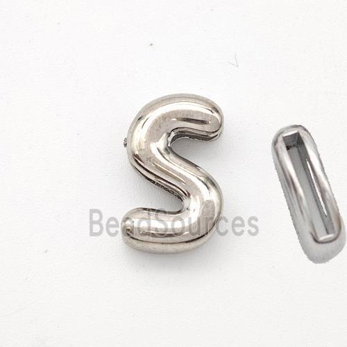 Copper Letter-S Beads Platinum Plated