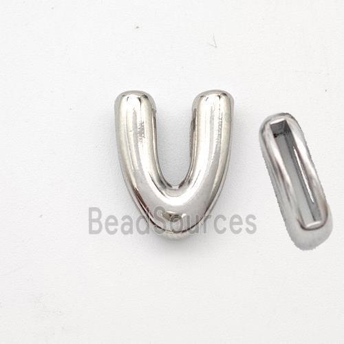 Copper Letter-V Beads Platinum Plated