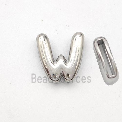 Copper Letter-W Beads Platinum Plated