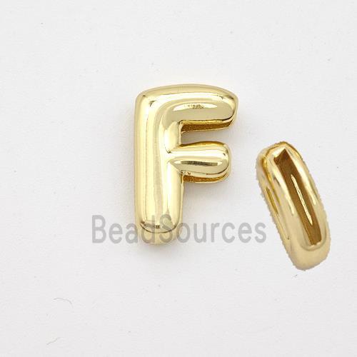 Copper Letter-F Beads Gold Plated