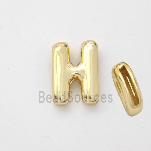 Copper Letter-H Beads Gold Plated