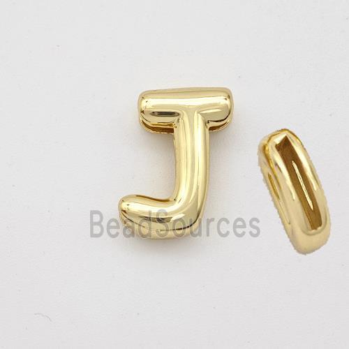 Copper Letter-J Beads Gold Plated