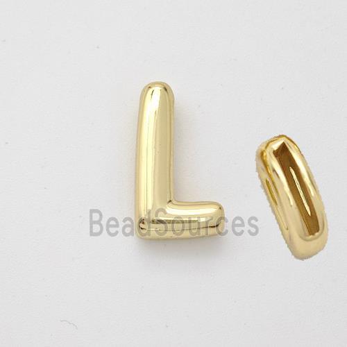 Copper Letter-L Beads Gold Plated