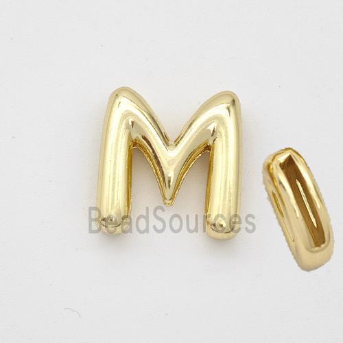 Copper Letter-M Beads Gold Plated