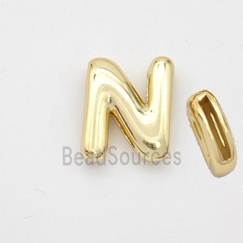 Copper Letter-N Beads Gold Plated