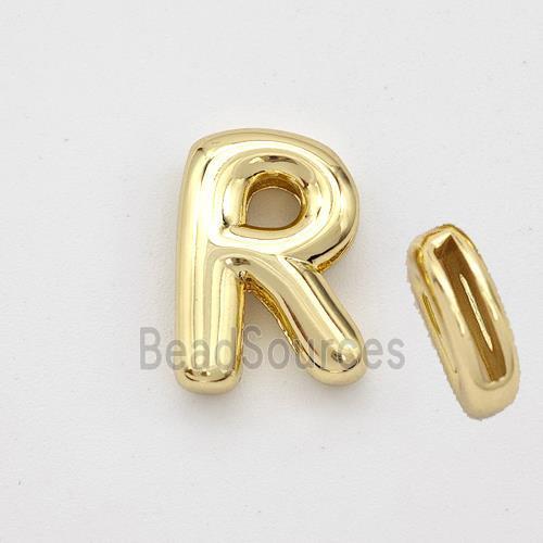 Copper Letter-R Beads Gold Plated